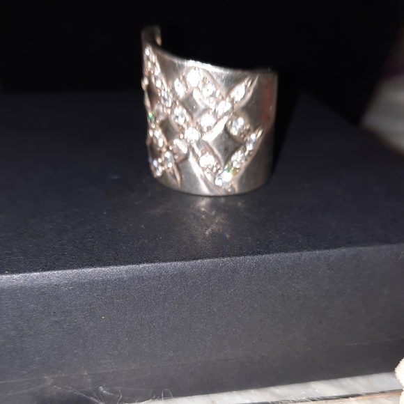 Solid 925 ring cz bypass cigar band ring stamped 925 sterling silver - Picture 3 of 14